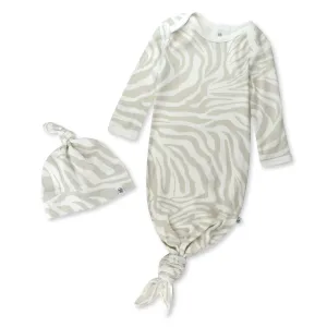 2-Piece Organic Cotton Knotted Sleeper Gown & Cap Set