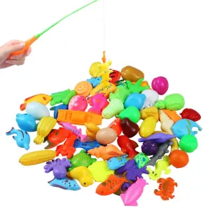32pcs/lot Magnetic Fishing Toy Rod Net Set for Kids Child Model Play Fishing Games Outdoor Toys (30 Fish 2 Rod)