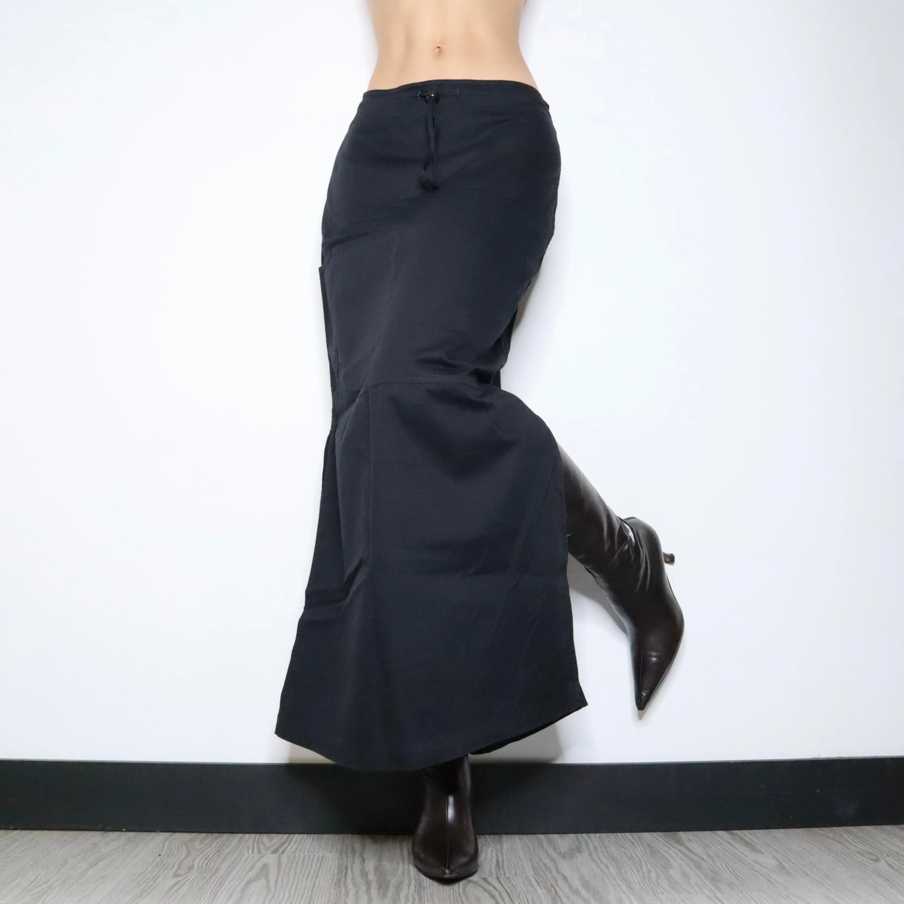 90s Black Cargo Maxi Skirt (S/M)