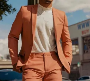 Aidase Orange 2024 Latest Fashion Men's Suits Slim Fit Wedding Tuxedo Blazer Sets New 2 Pieces (Jacket Pants) Terno Masculino Completo