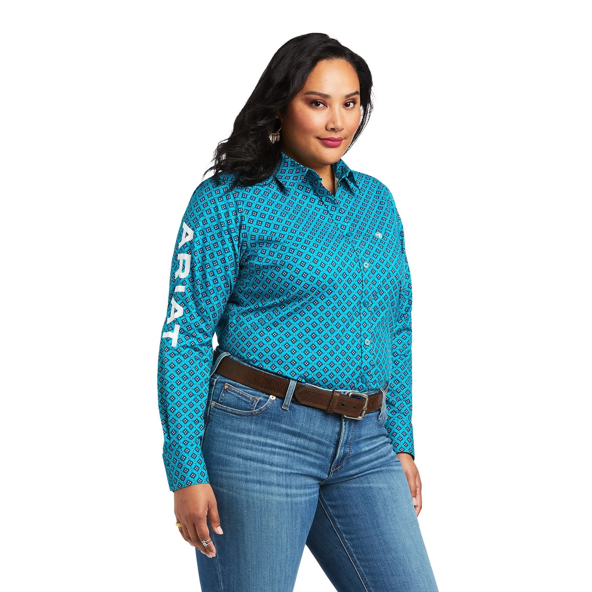 Ariat® Ladies Team Kirby Ariel Geo Print Button Down Shirt 10039455