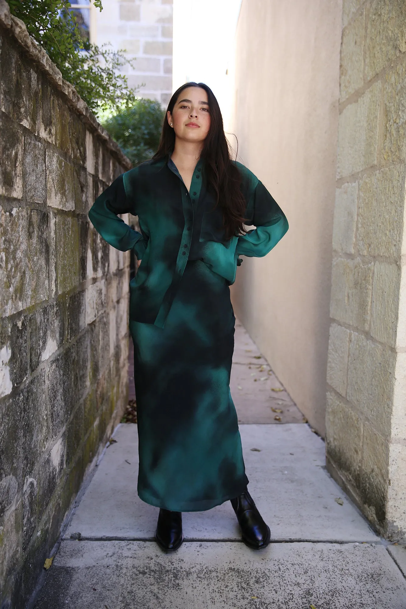 Atacalco Katt Silk CDC Shirt Emerald