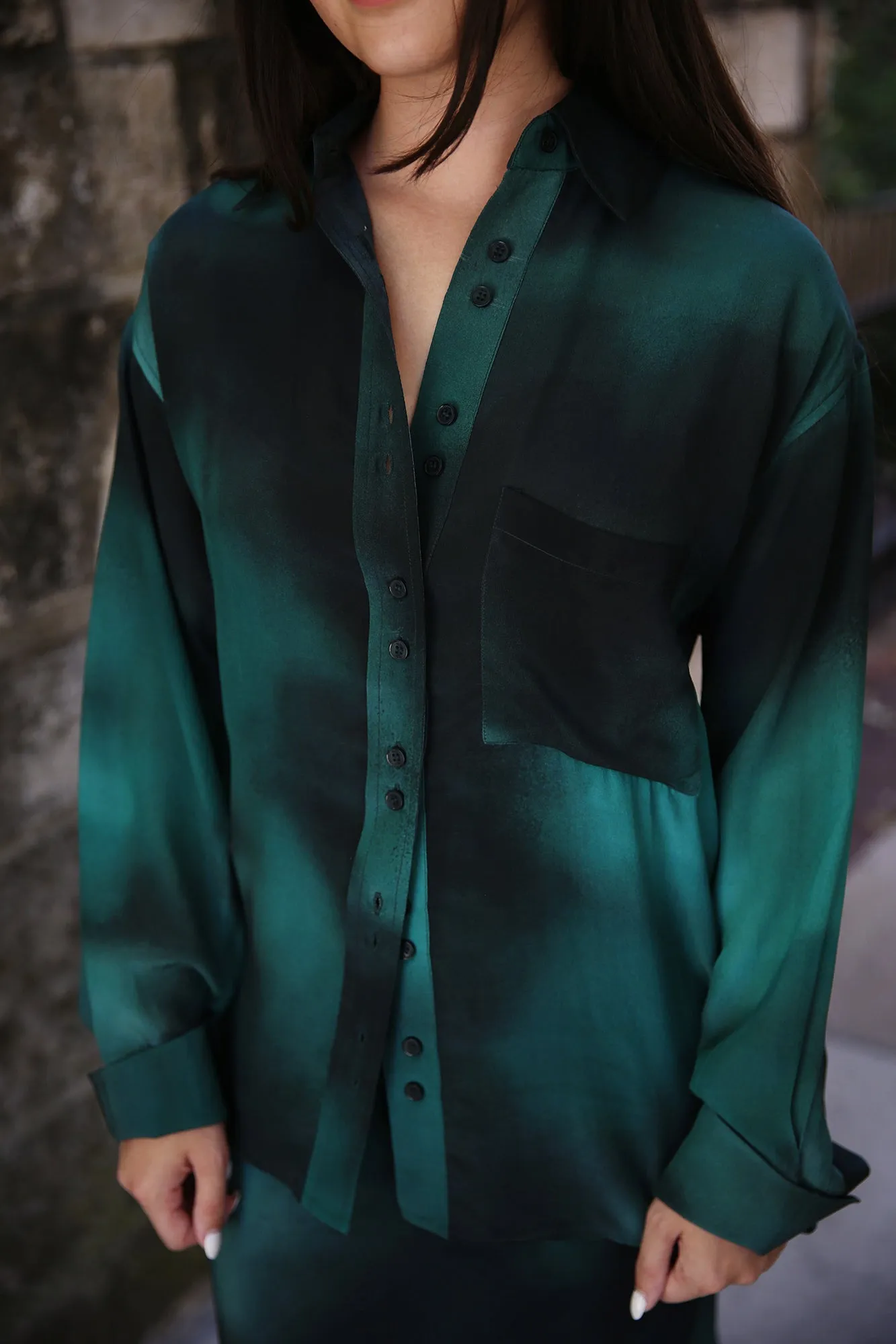 Atacalco Katt Silk CDC Shirt Emerald