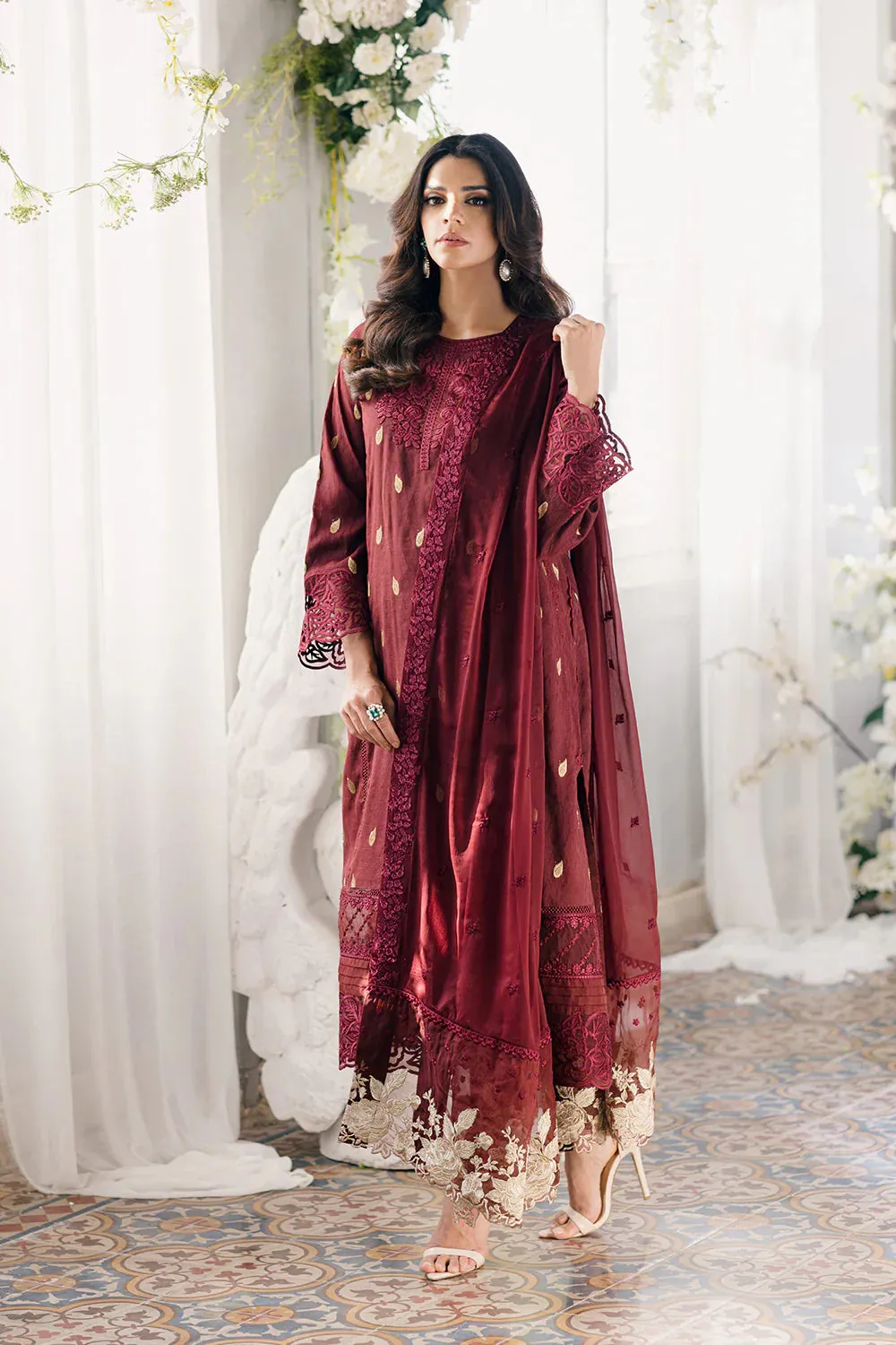 Azure | Ensembles Embroidered Formals | Imperial Wine