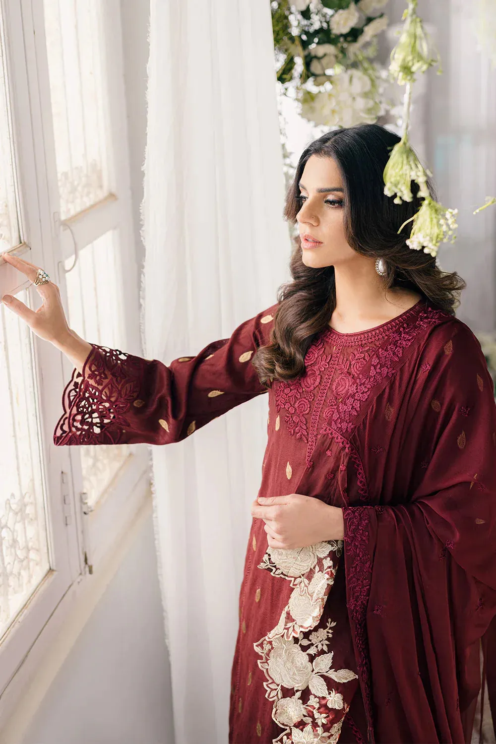 Azure | Ensembles Embroidered Formals | Imperial Wine