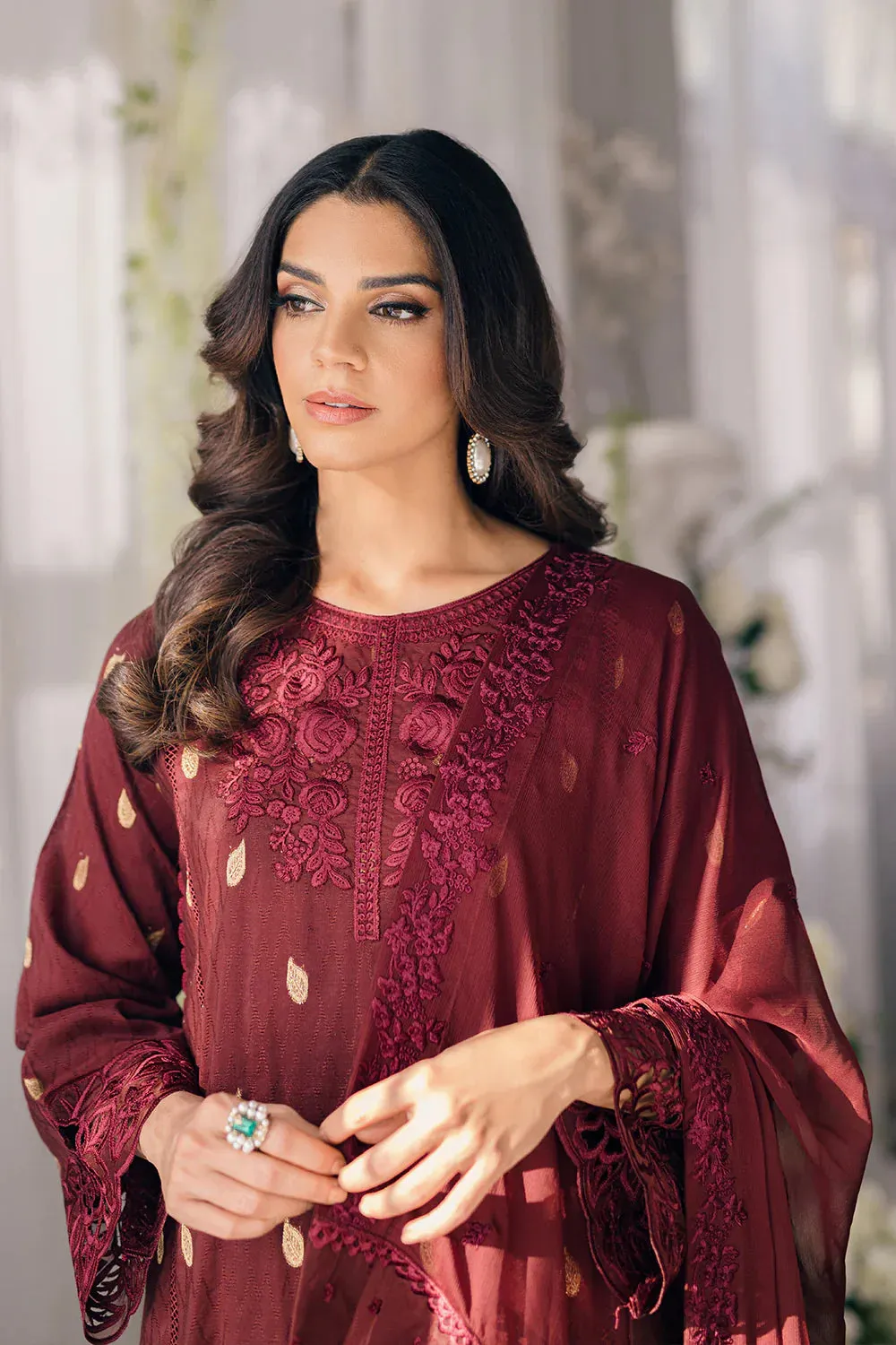 Azure | Ensembles Embroidered Formals | Imperial Wine