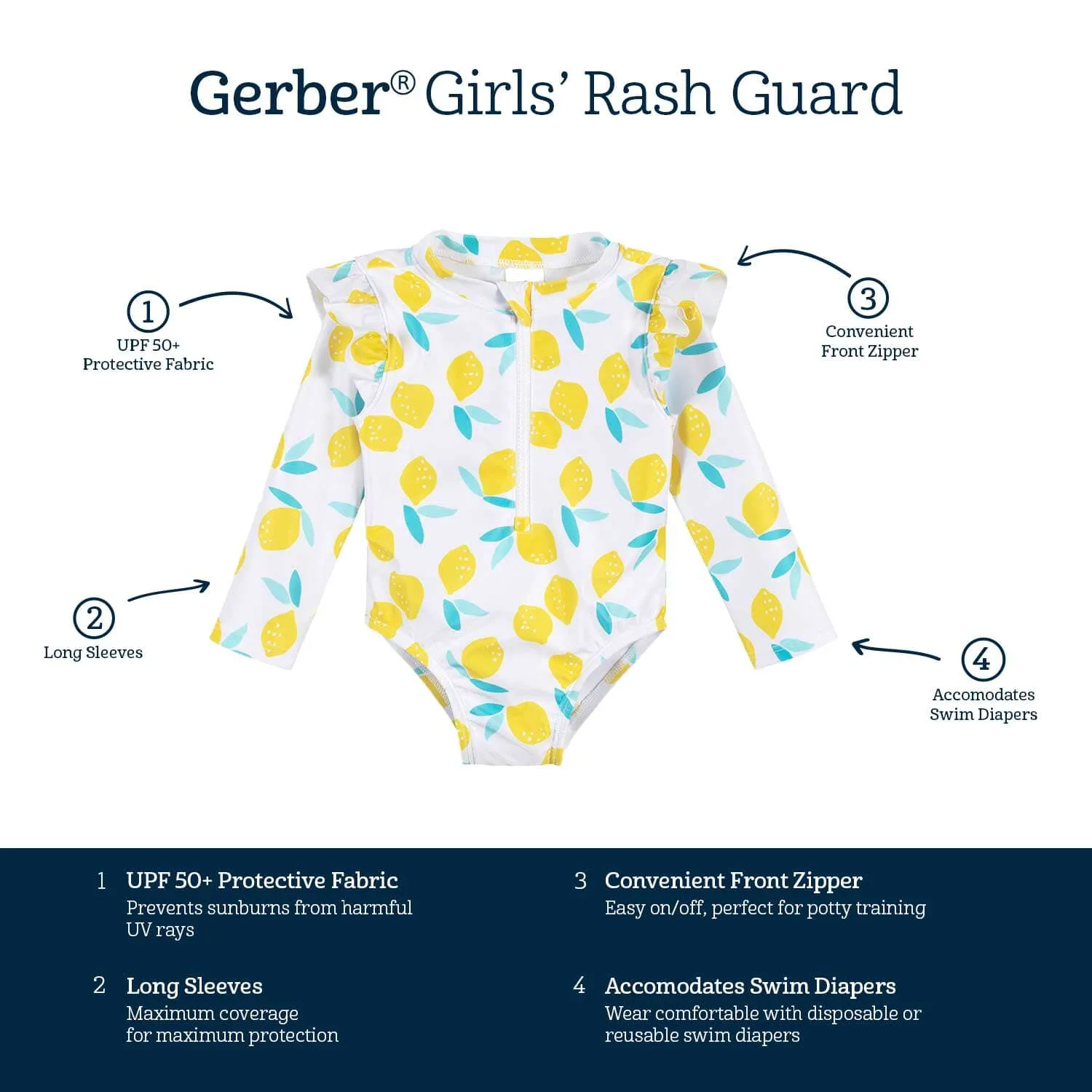 Baby & Toddler Girls UPF 50  Lemon Squeeze Rash Guard