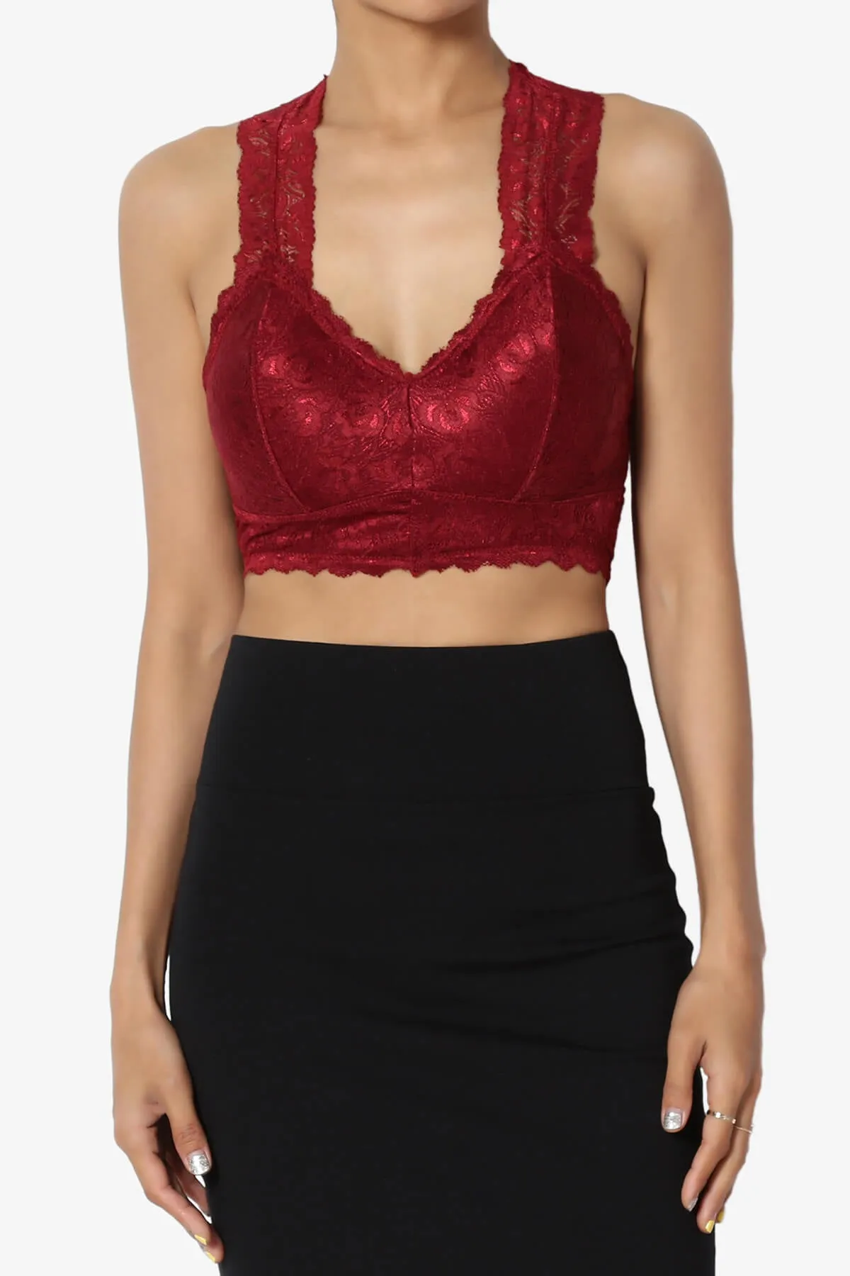 Baja Padded Lace Crop Tank Top PLUS