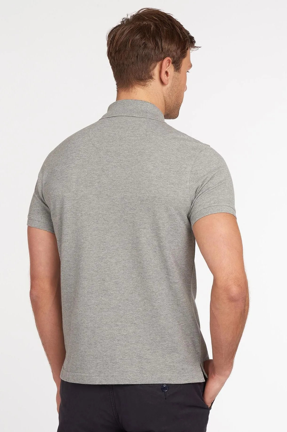 Barbour Polo Shirt Tartan Pique Polo in Grey Marl MML0012GY52