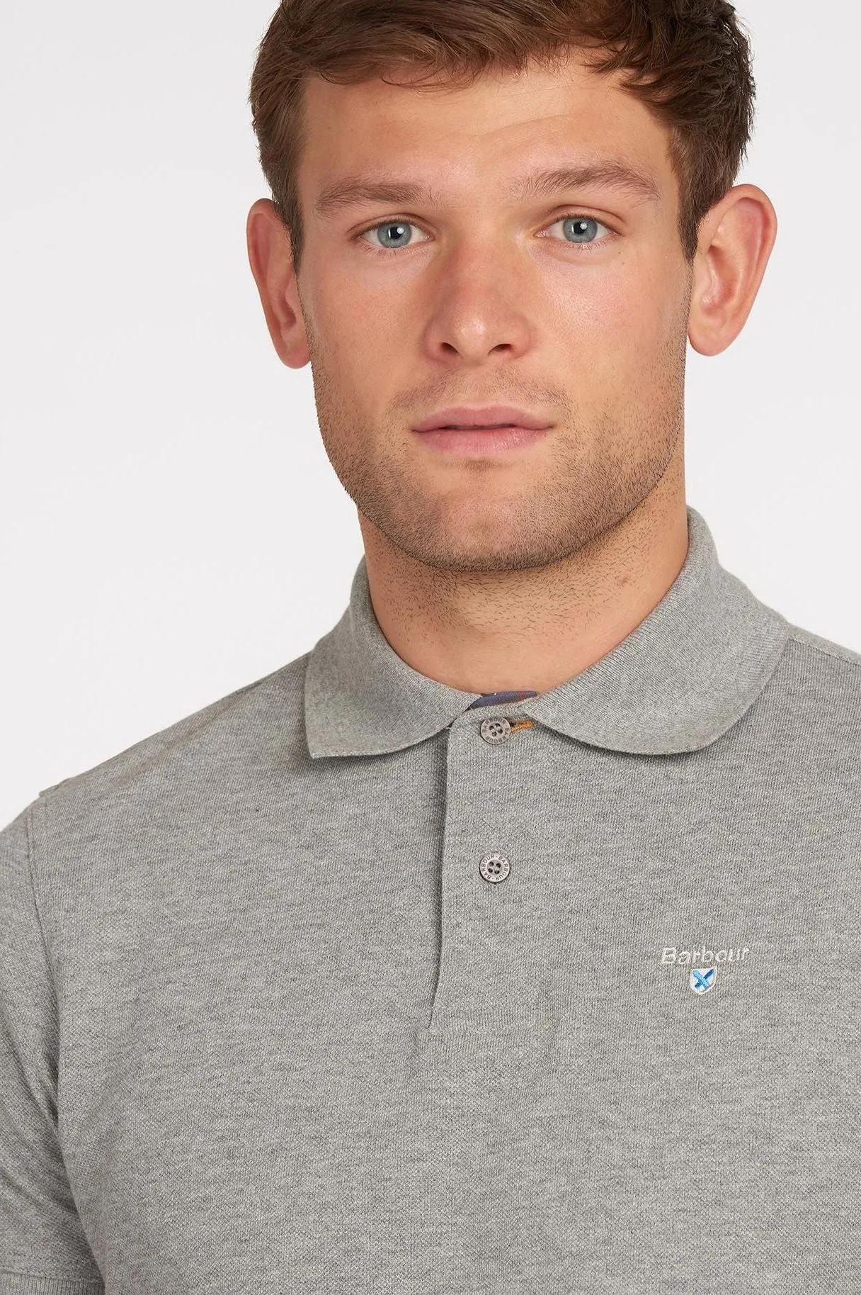 Barbour Polo Shirt Tartan Pique Polo in Grey Marl MML0012GY52