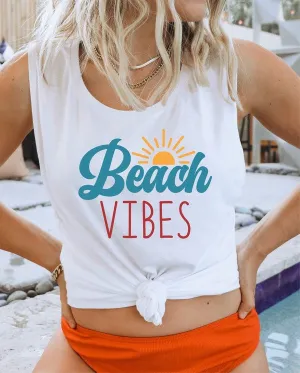 Beach Vibes Graphic Bella Canvas Flowy Muscle Tank