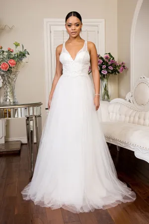 Beads Embellished Bodice Glitter Mesh Wedding Gown - Mask Not Included GLGL1901