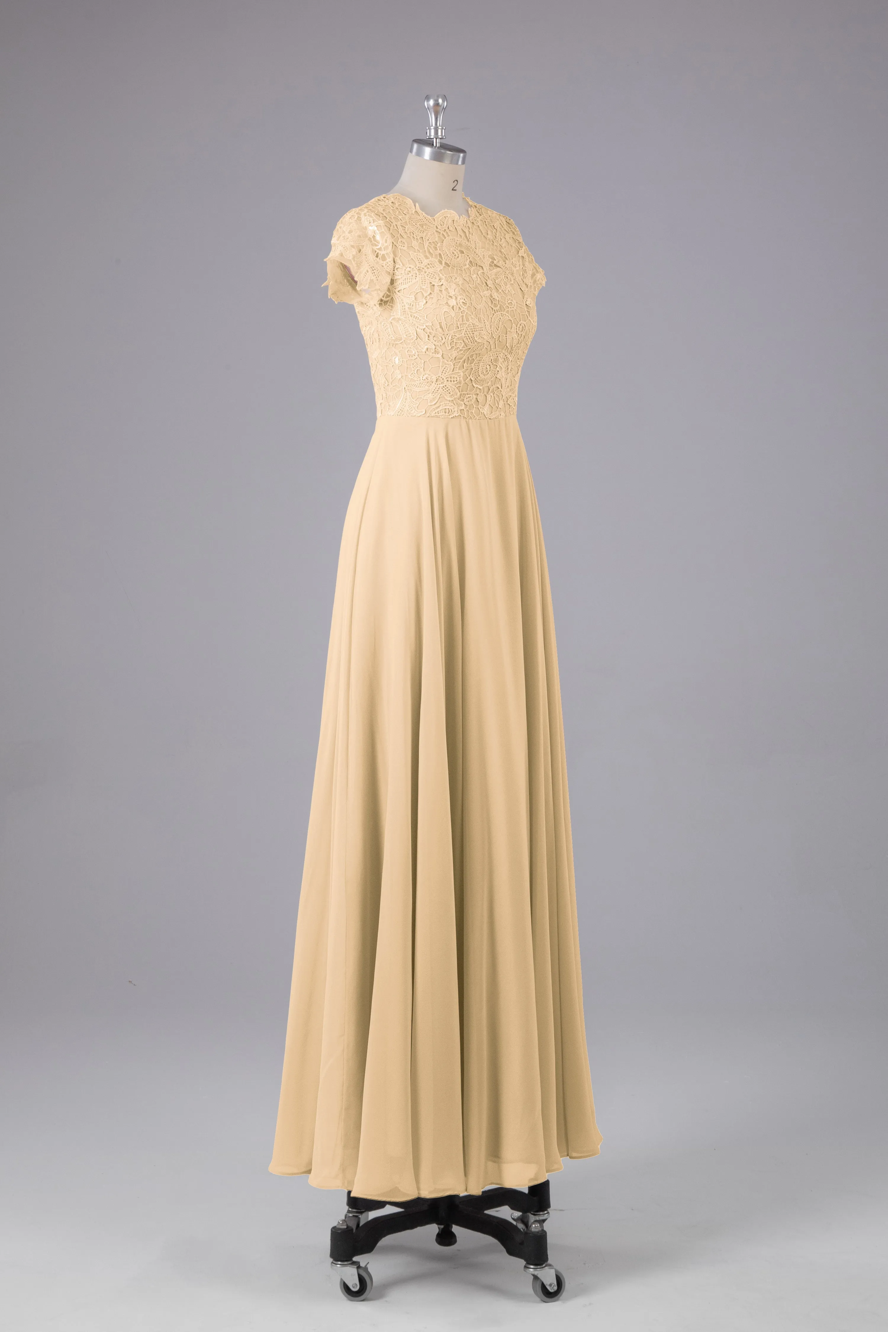 Beautiful A-Line Cap Sleeves Long Bridesmaid Dresses With Pockets
