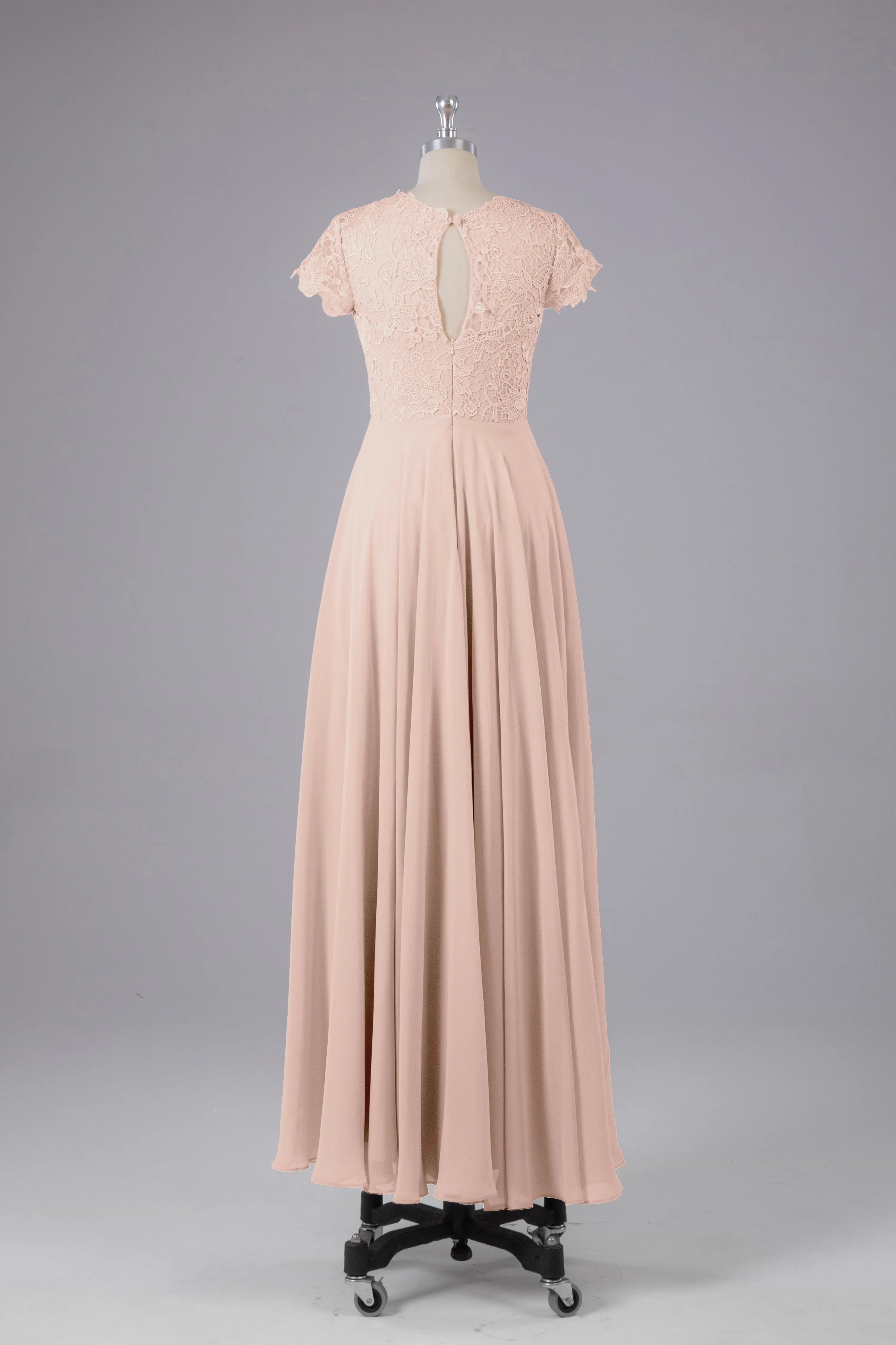 Beautiful A-Line Cap Sleeves Long Bridesmaid Dresses With Pockets