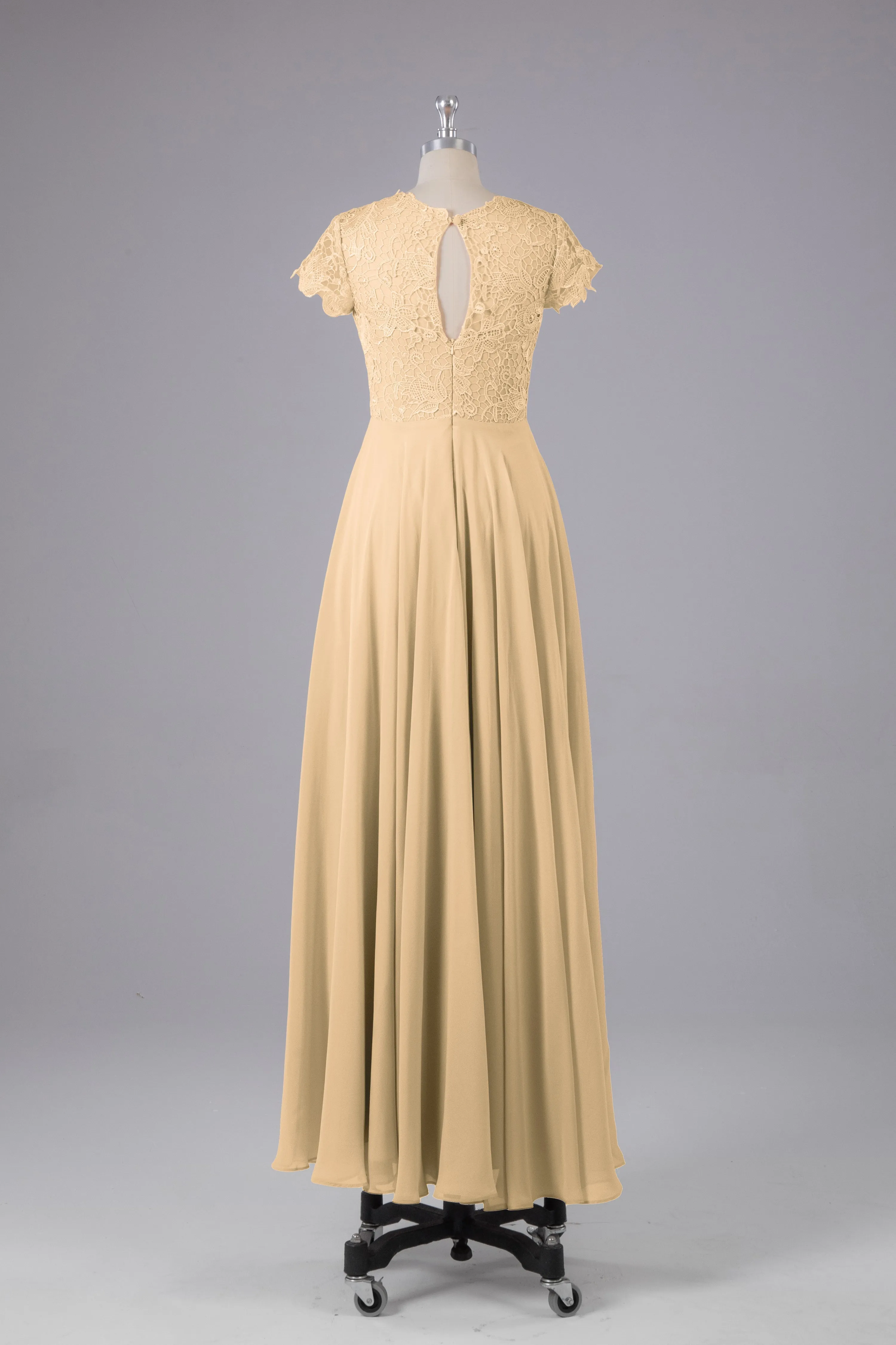 Beautiful A-Line Cap Sleeves Long Bridesmaid Dresses With Pockets