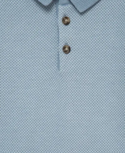 Birds Eye Blue Knit LS Polo w/Jeans Set-Toddler