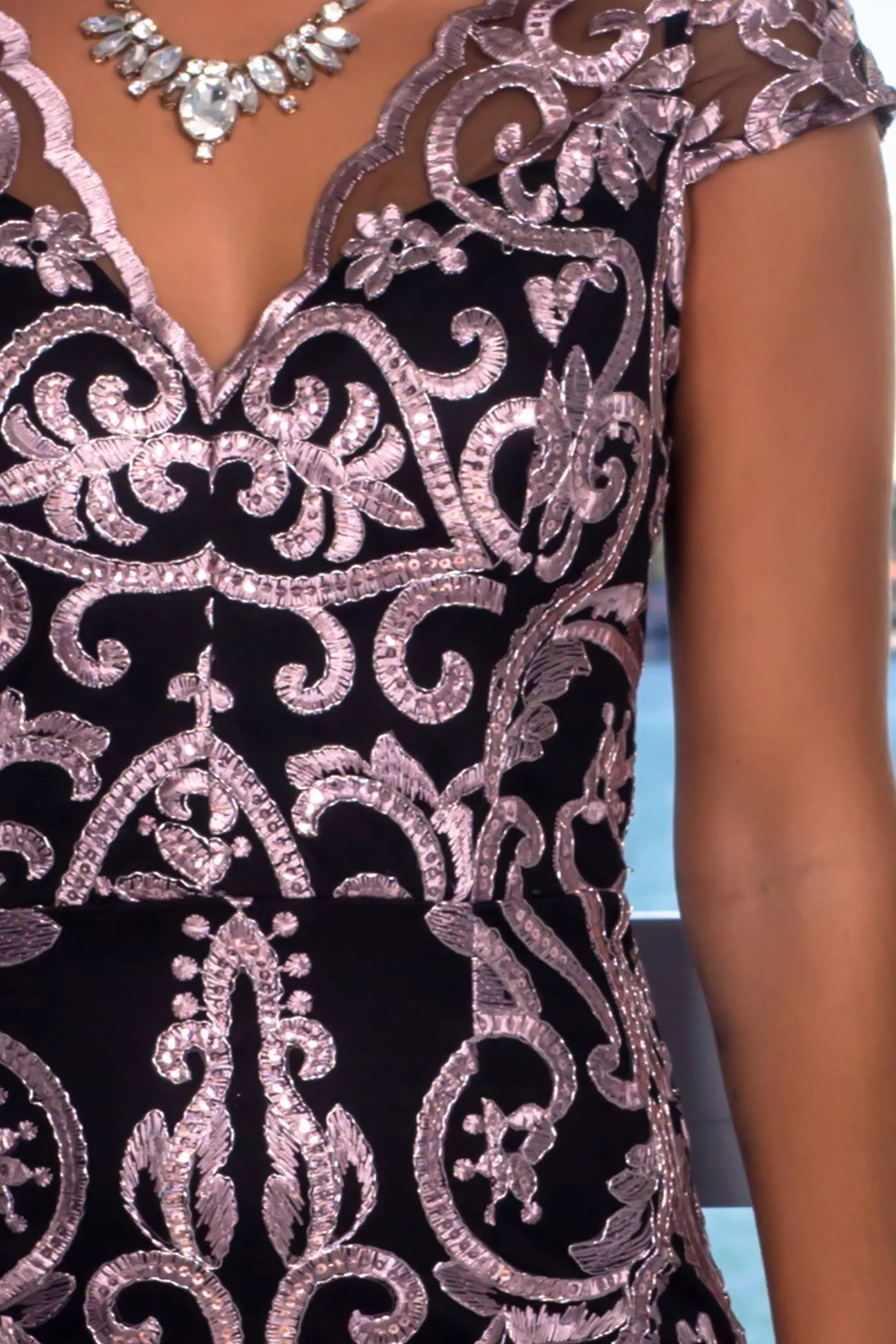 Black and Mauve Short Dress