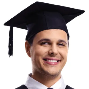 Black Graduation Hat with Tassel for Adults