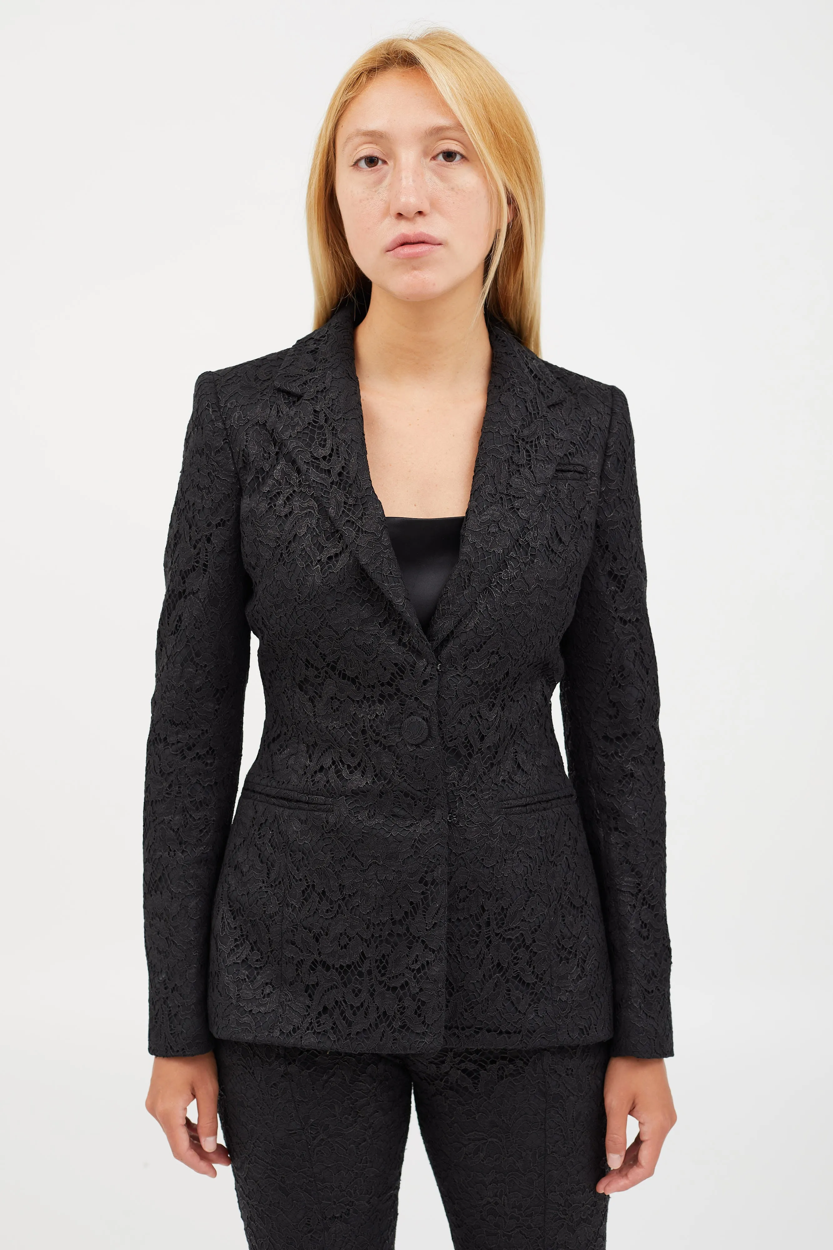 Black Lace Blazer & Pant Co-Ord Set