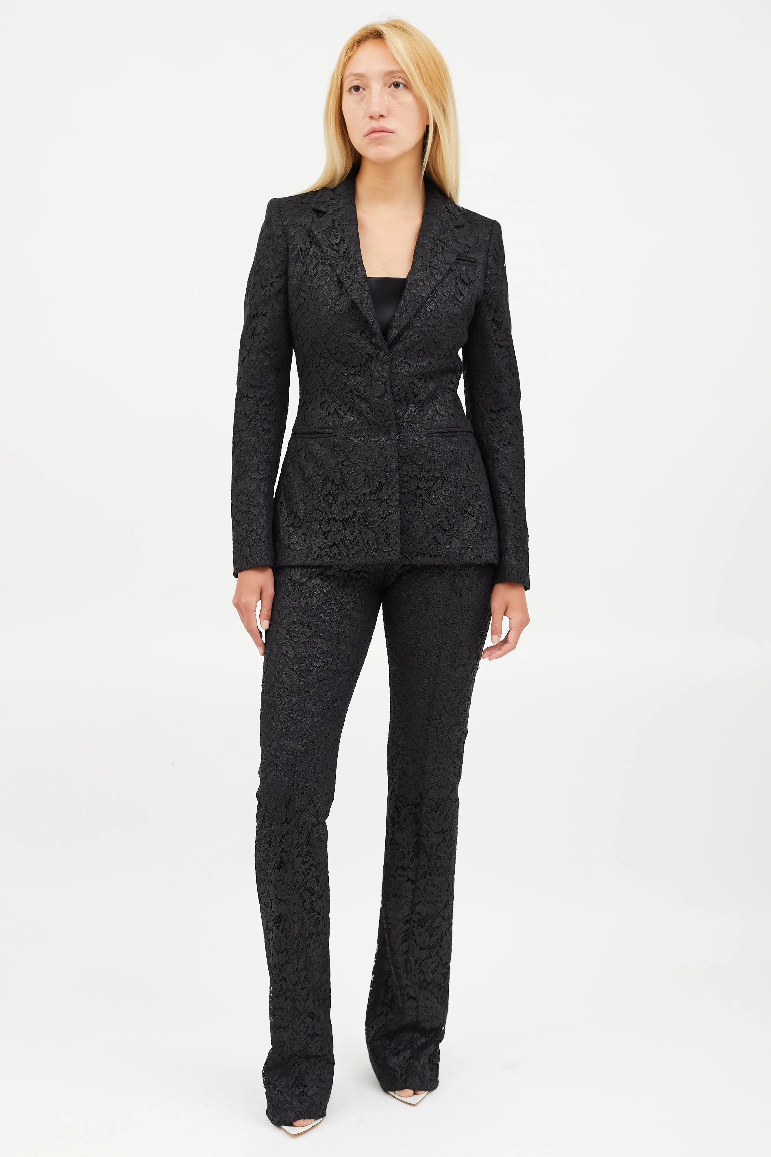 Black Lace Blazer & Pant Co-Ord Set
