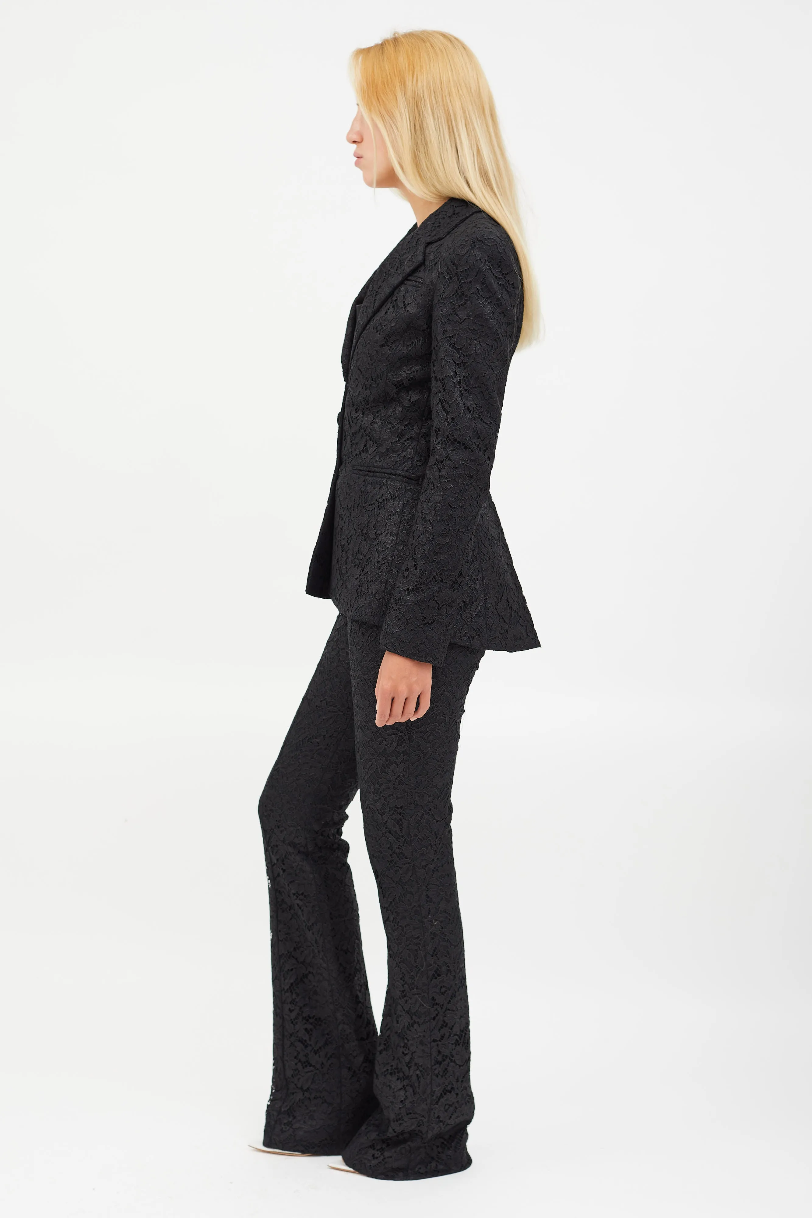 Black Lace Blazer & Pant Co-Ord Set