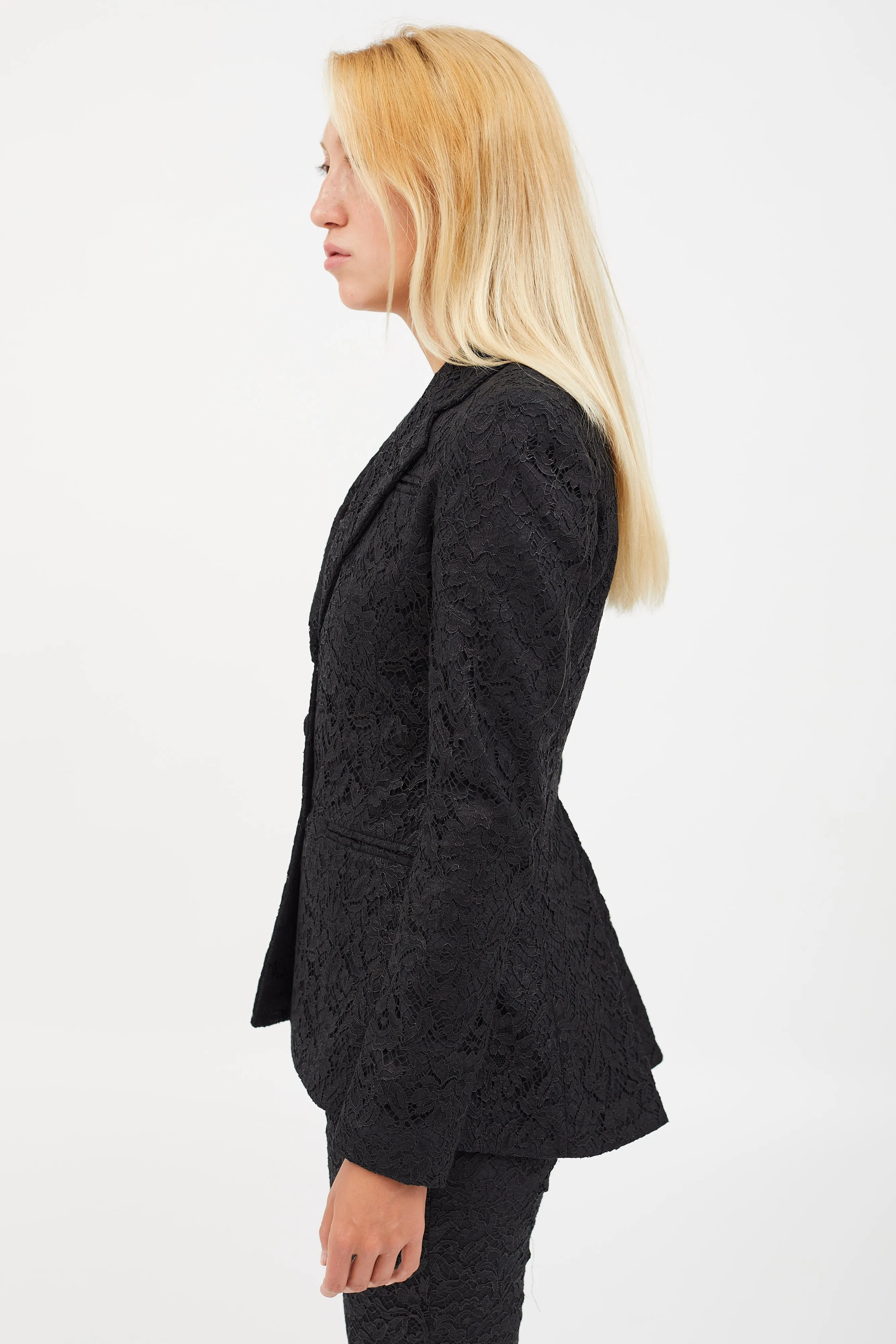 Black Lace Blazer & Pant Co-Ord Set
