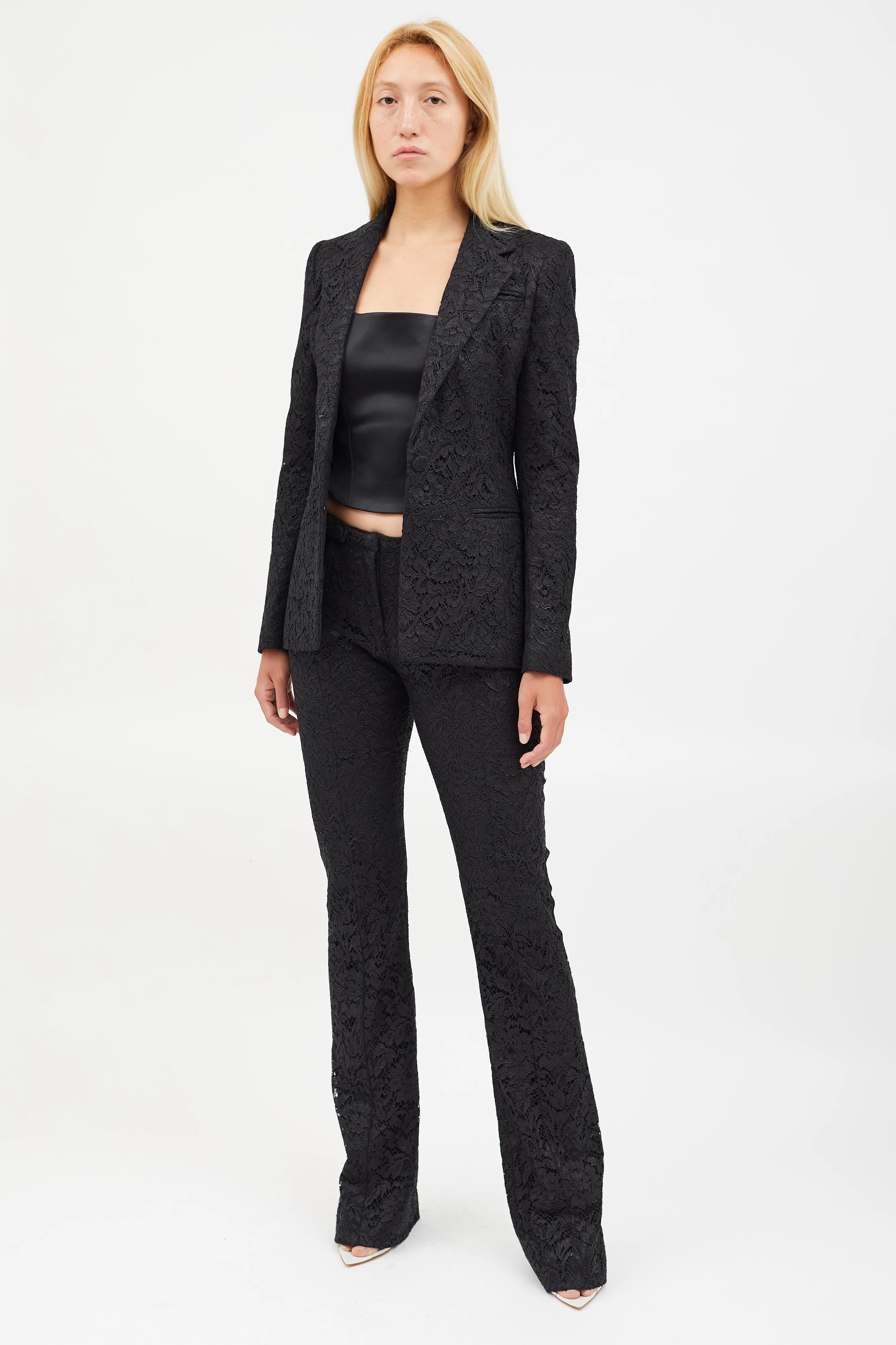Black Lace Blazer & Pant Co-Ord Set