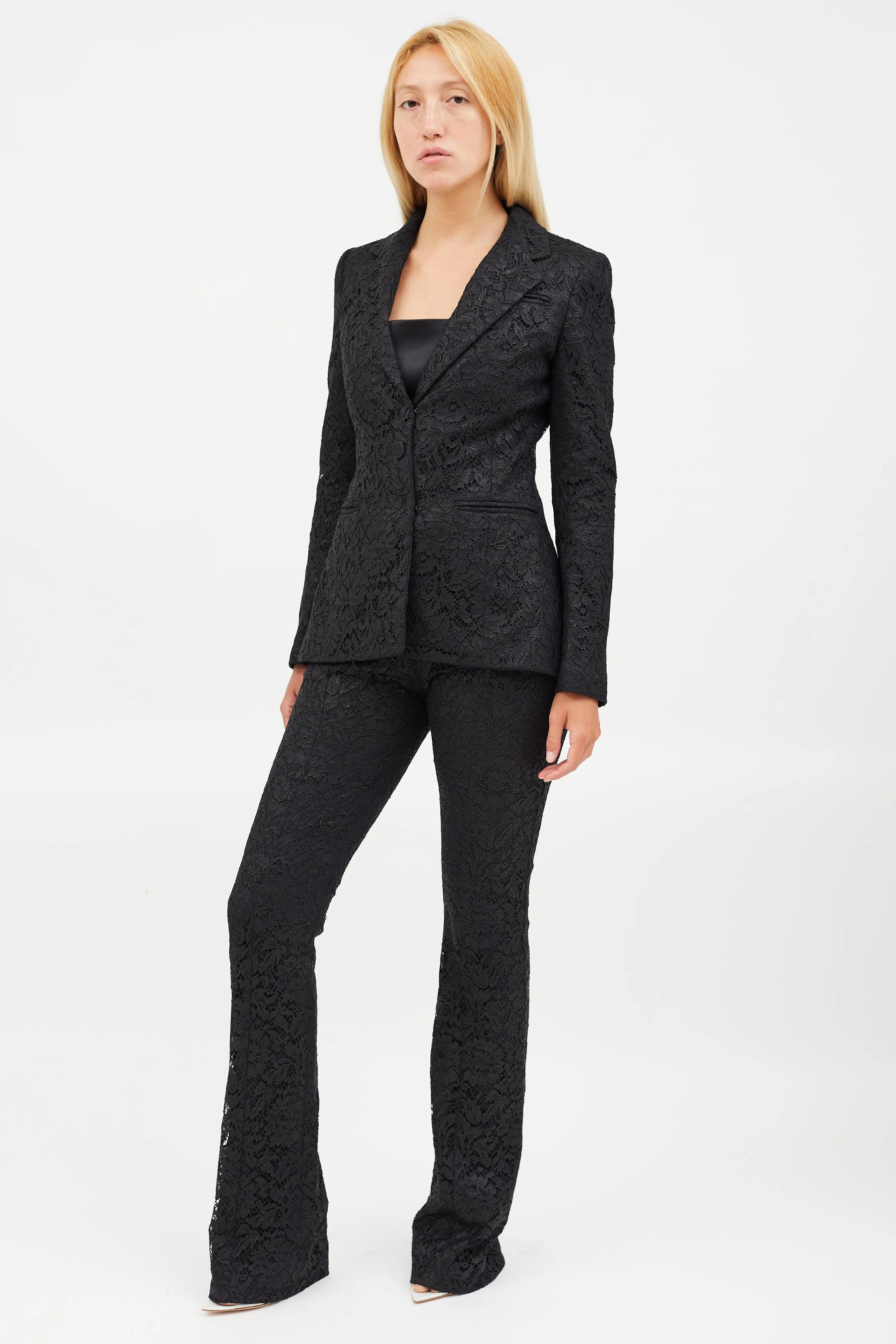 Black Lace Blazer & Pant Co-Ord Set