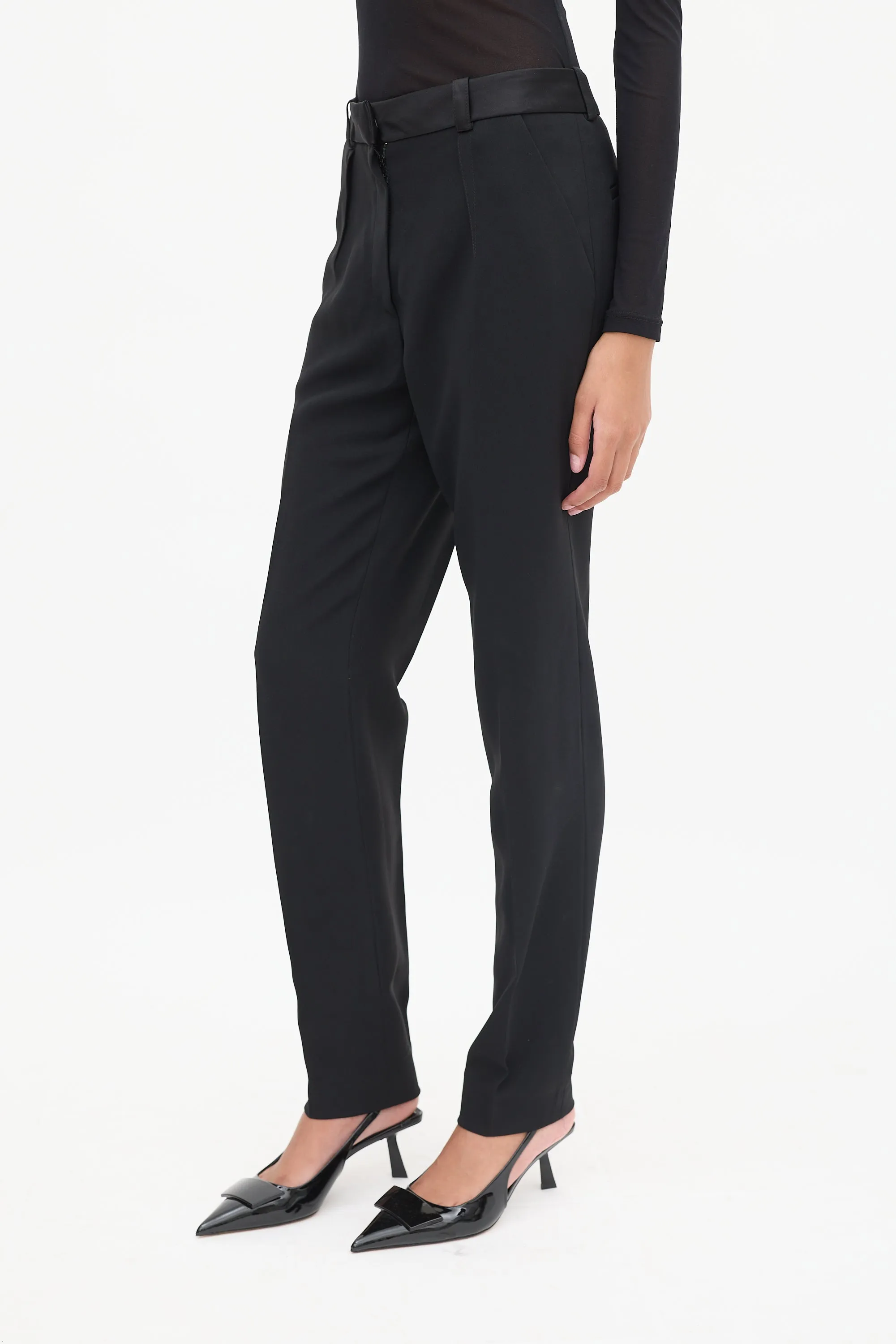 Black Satin Peak Lapel Embellished Suit