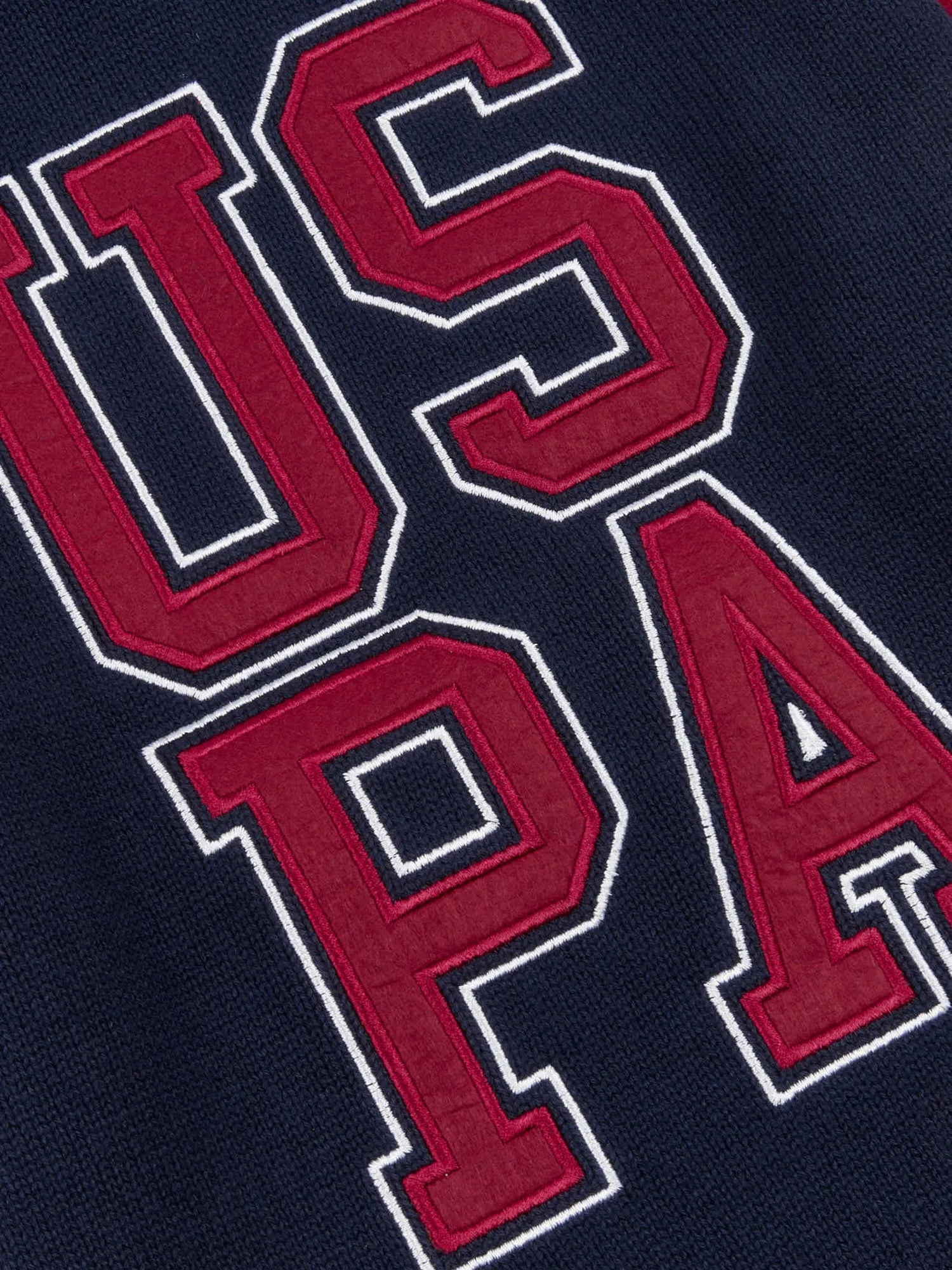 Boys Raglan Knitted Hoodie in Navy Blue