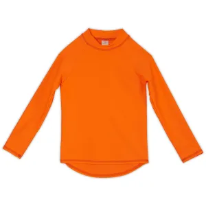 Bright Orange Kids Long Sleeve Rash Guard Top UPF 50 