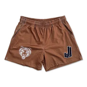 Brown - Premium Mesh JJ Shorts - 5 Inch Inseam - Vintage Gym Basketball Fit