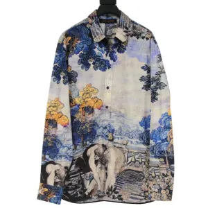 Button Down Shirt Blue White Cotton Virgil LV
