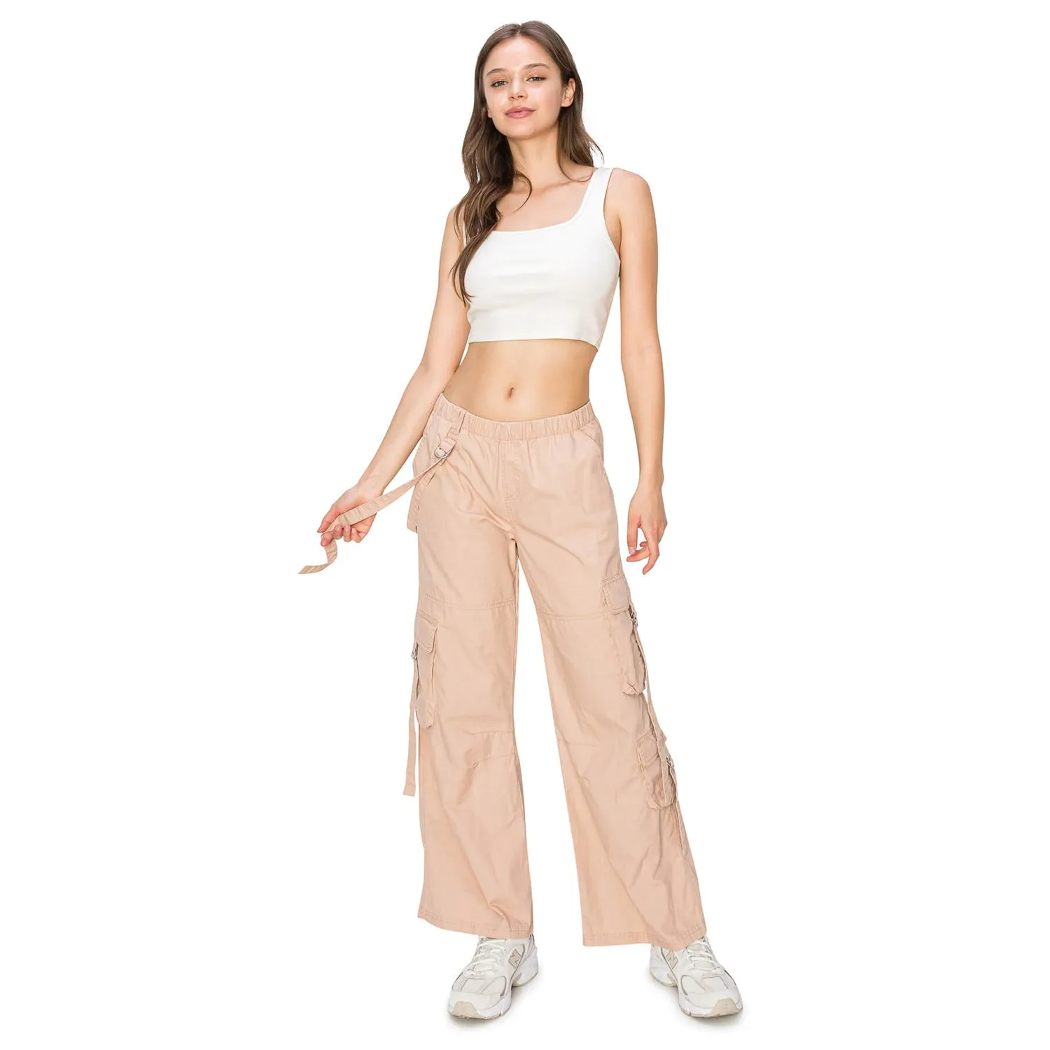 Cargo Parachute Pull On Pants - Almond