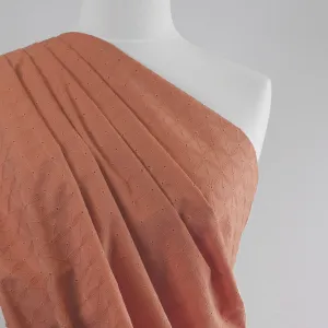 Carolina - Dark Peach, Geometric Embroidered Cotton Woven Fabric Sample