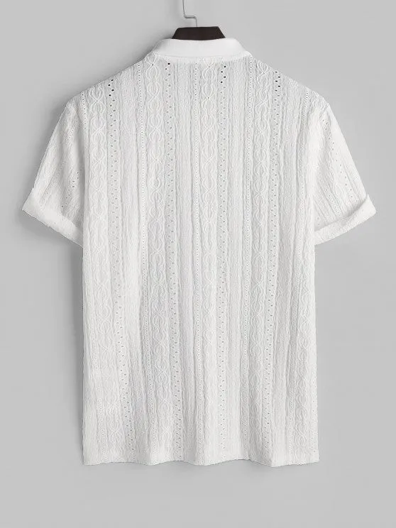 Casual Polo Collar T Shirt With Shorts Set