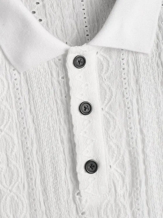 Casual Polo Collar T Shirt With Shorts Set