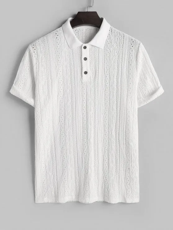 Casual Polo Collar T Shirt With Shorts Set