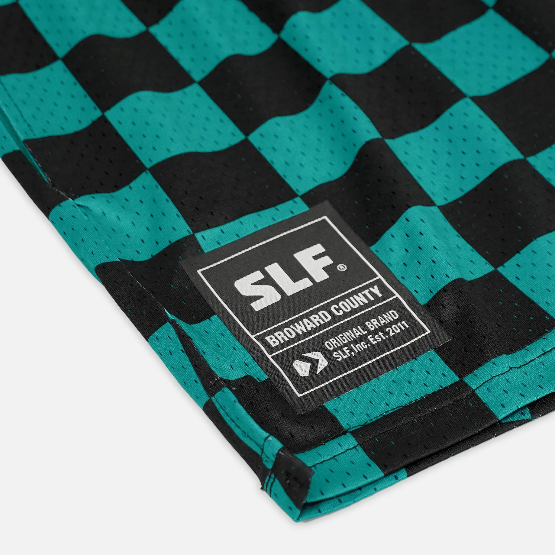Checkered Teal Black White Shorts - 5"
