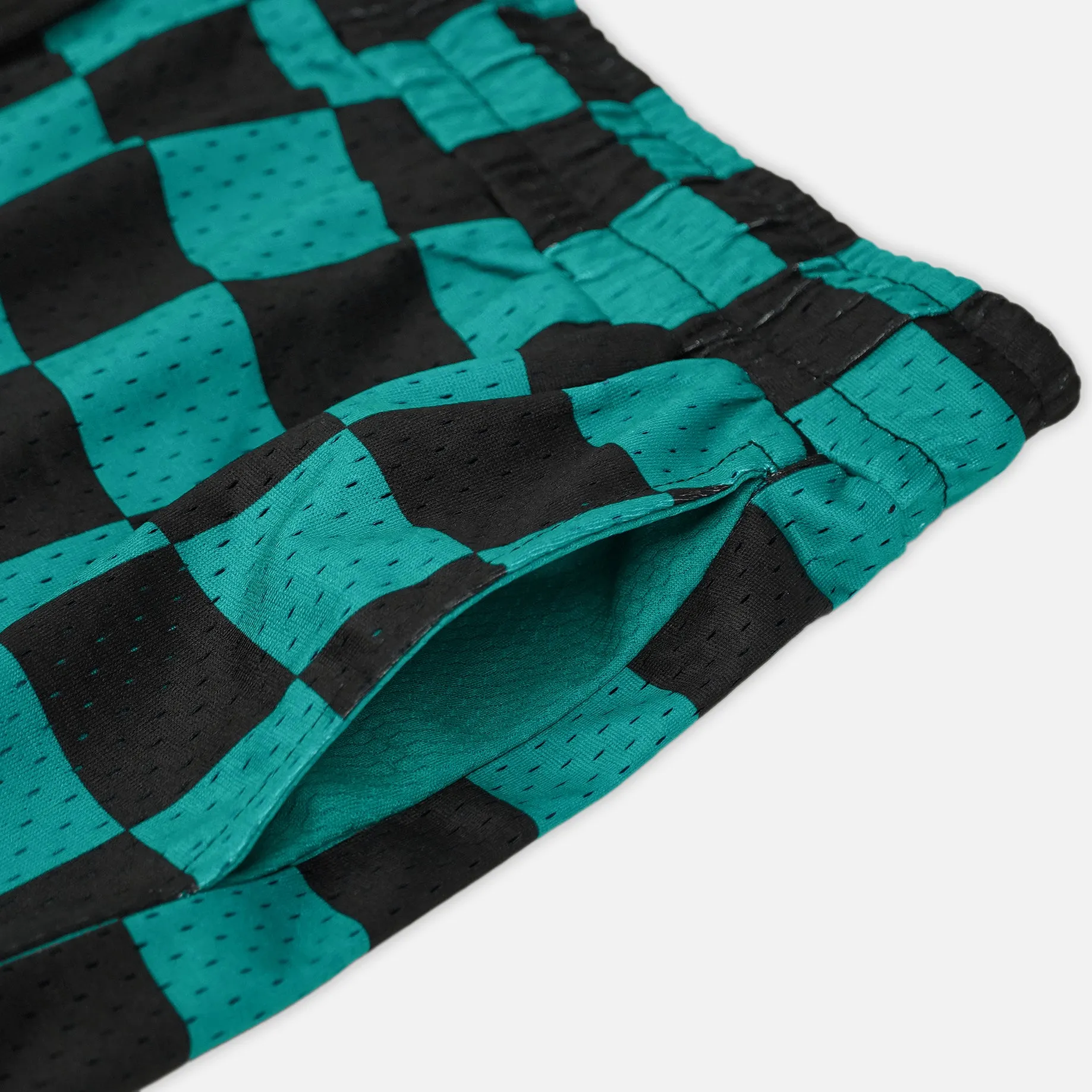 Checkered Teal Black White Shorts - 5"