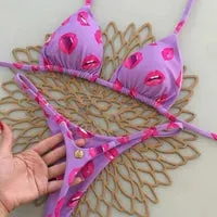 Cherry Print Micro Bikini 2-Piece Neon Swimsuit