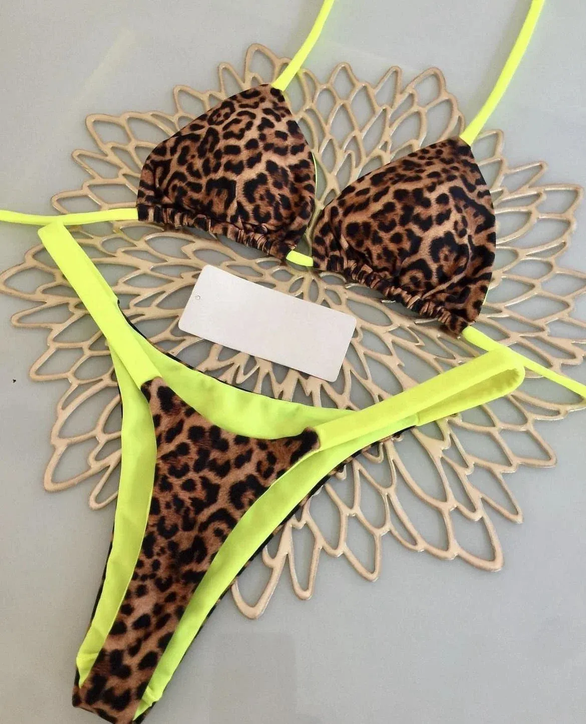 Cherry Print Micro Bikini 2-Piece Neon Swimsuit