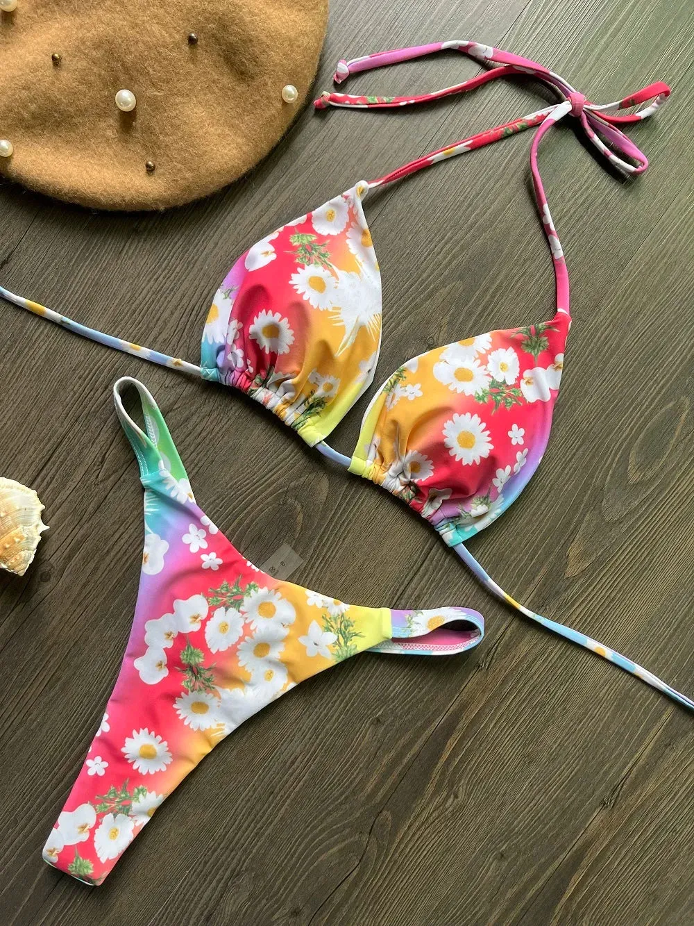 Cherry Print Micro Bikini 2-Piece Neon Swimsuit