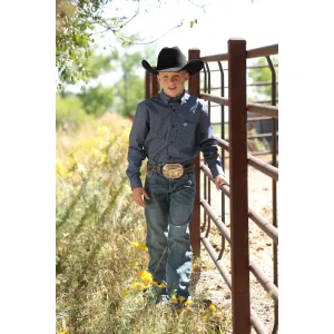 Cinch® Youth Boy's Navy Blue Patterned Button Down Shirt MTW7060291