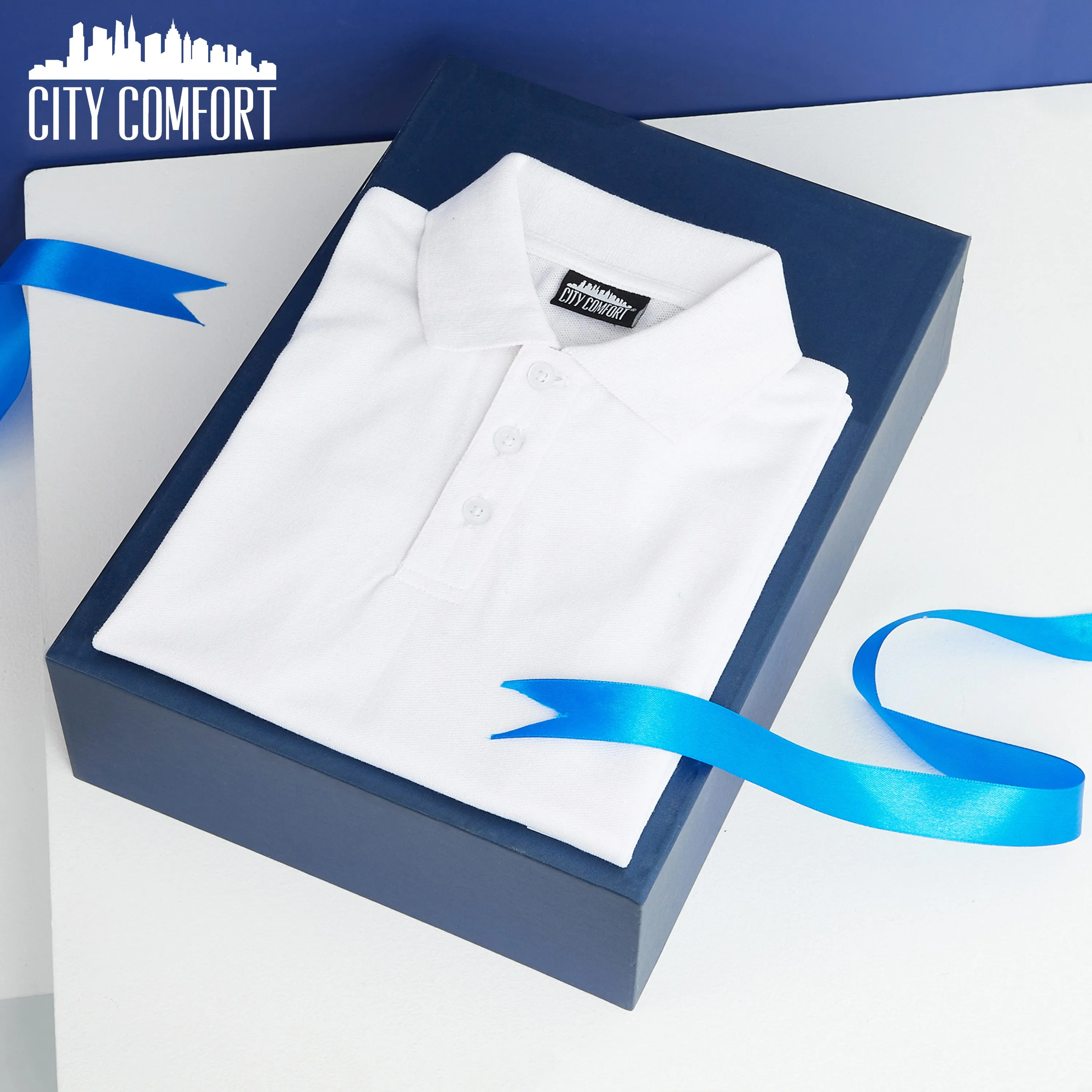 CityComfort White Polo Shirt Boys and Girls, Plain Short Sleeve T Shirt