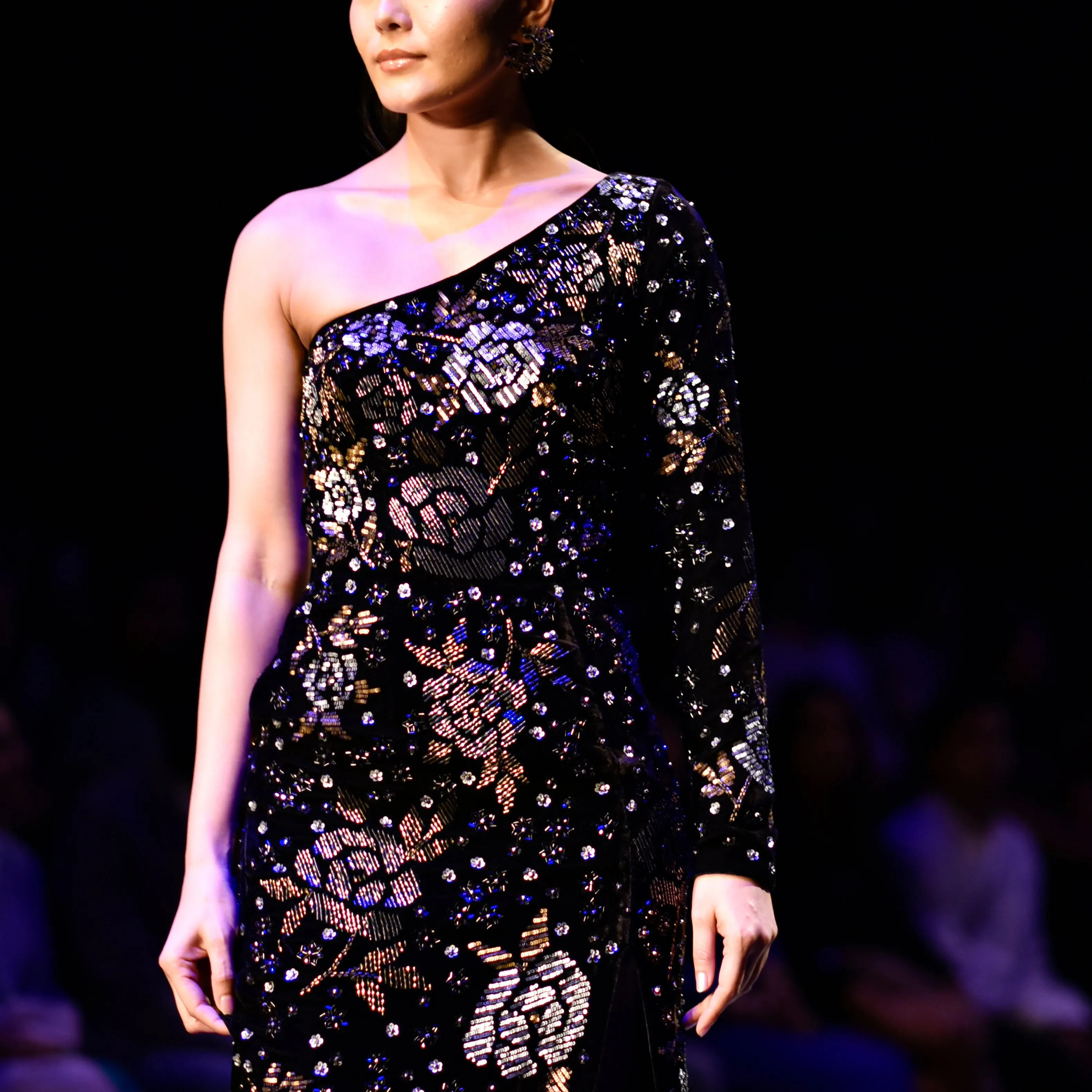 Cosmic Gardenia One Sleeve Gown