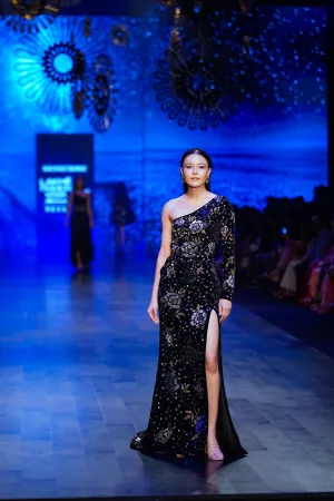 Cosmic Gardenia One Sleeve Gown
