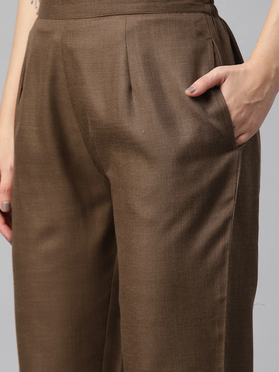 Cottinfab Women Solid Blazers & Trousers Co-ord Set