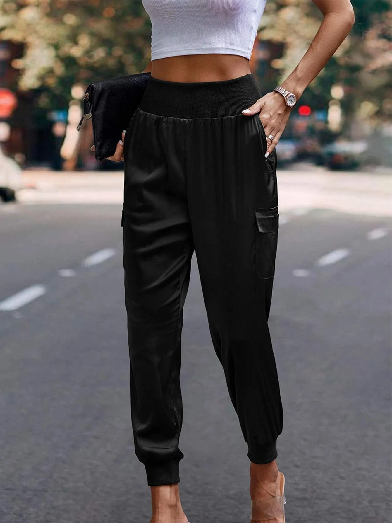 Cotton Flap Pocket Side Cargo Pants