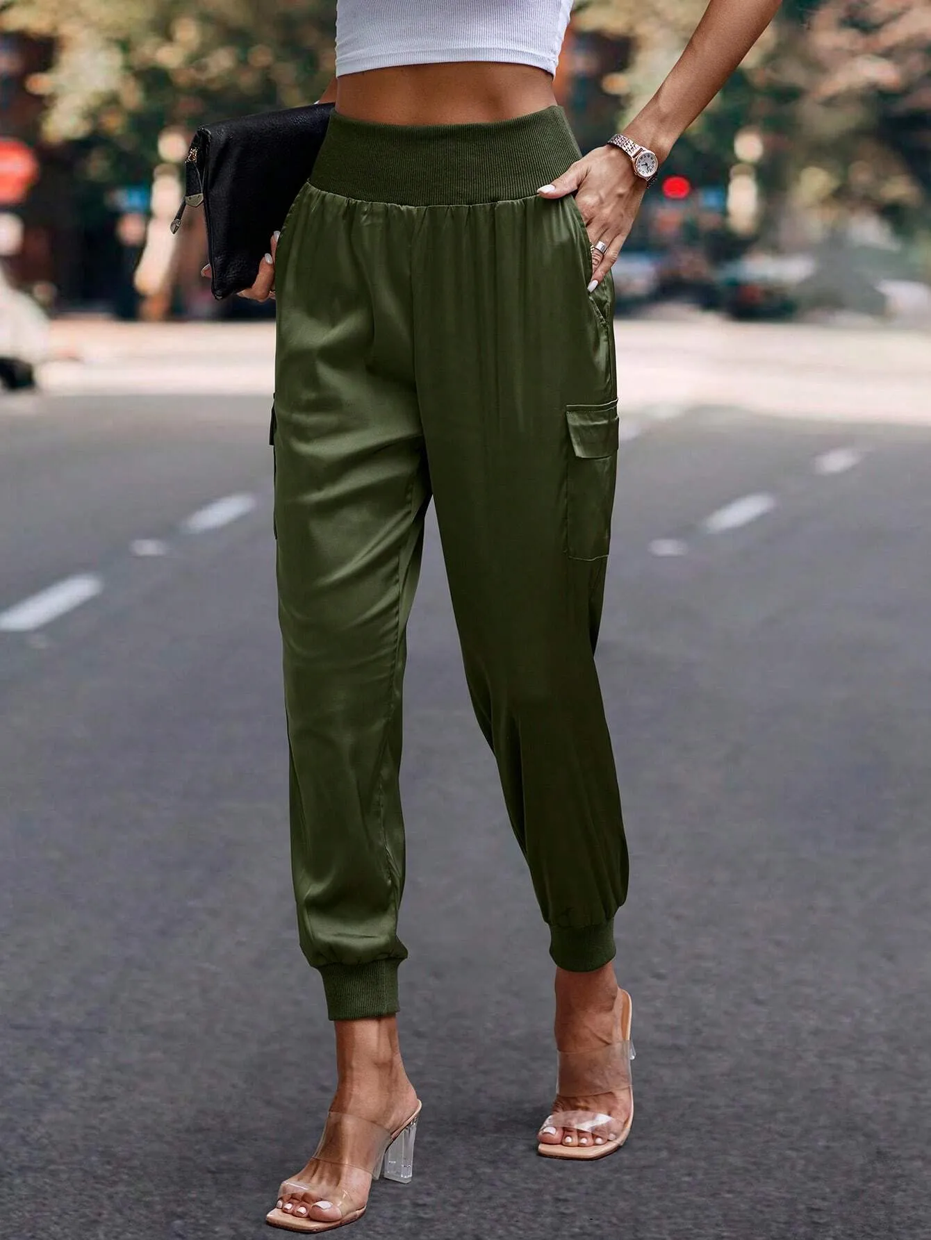 Cotton Flap Pocket Side Cargo Pants